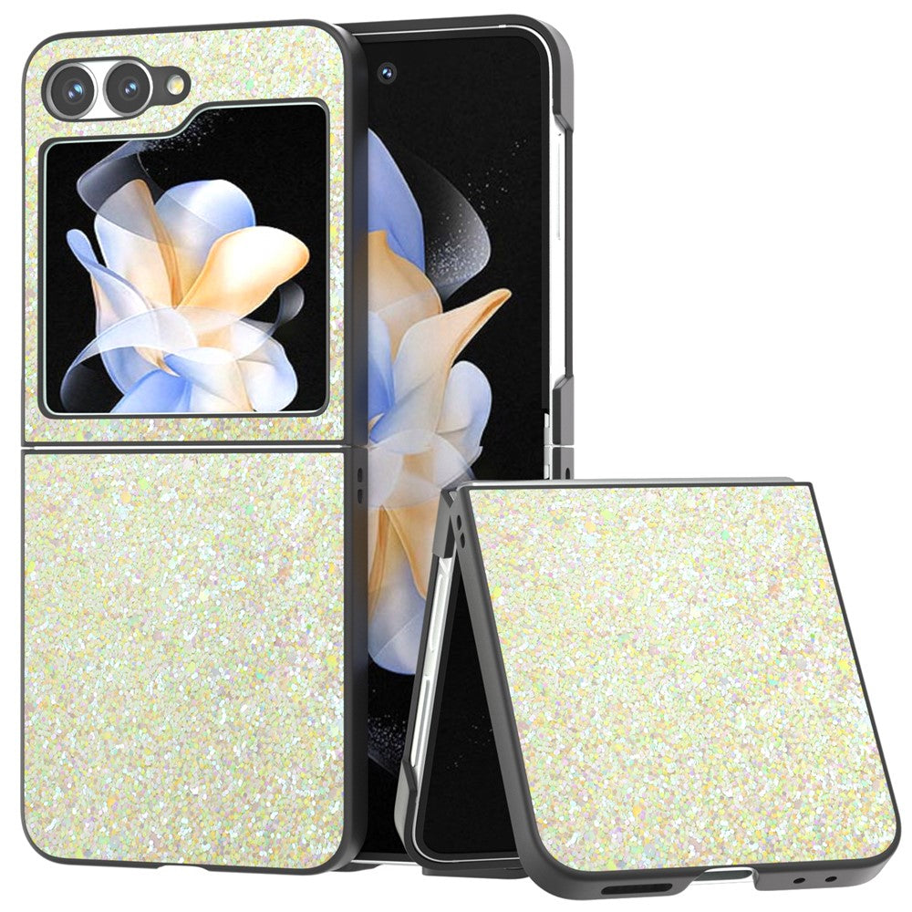 For Samsung Galaxy Z Flip7 FE 5G / Z Flip6 5G Case Colored Glitter Leather+PC Shockproof Phone Cover - Yellow