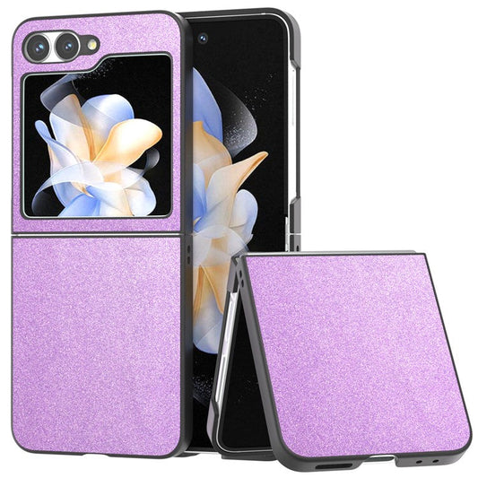 For Samsung Galaxy Z Flip6 5G Case Glitter Leather+PC Phone Cover - Purple