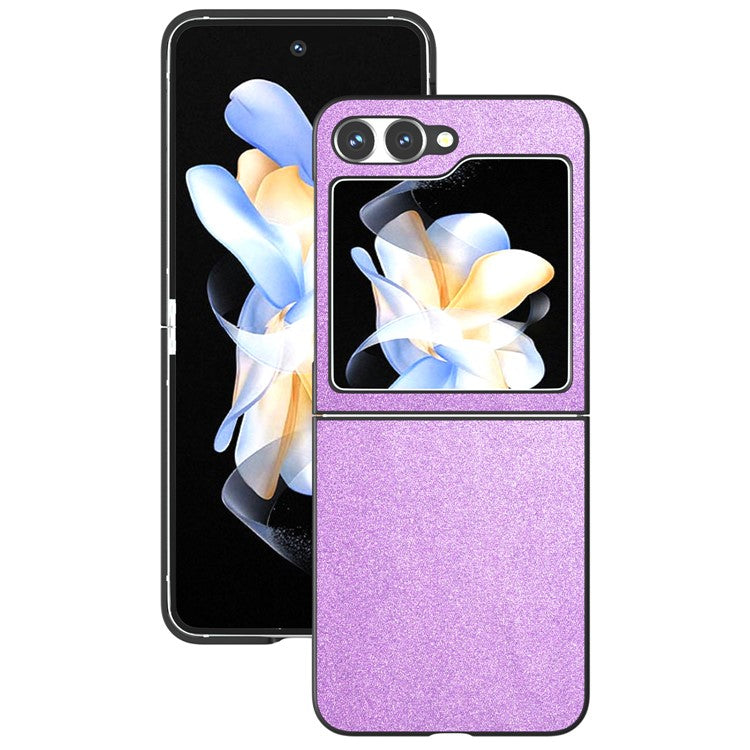 For Samsung Galaxy Z Flip6 5G Case Glitter Leather+PC Phone Cover - Purple
