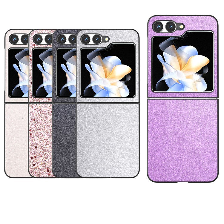 For Samsung Galaxy Z Flip6 5G Case Glitter Leather+PC Phone Cover - Purple