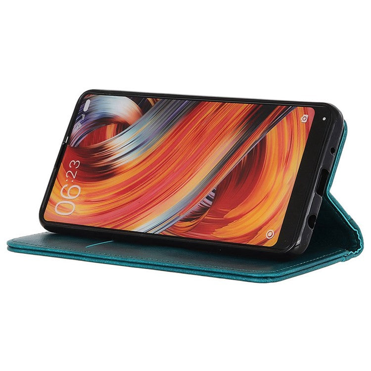 For Samsung Galaxy M35 5G Stand Case Split Leather Litchi Texture Wallet Phone Cover - Green