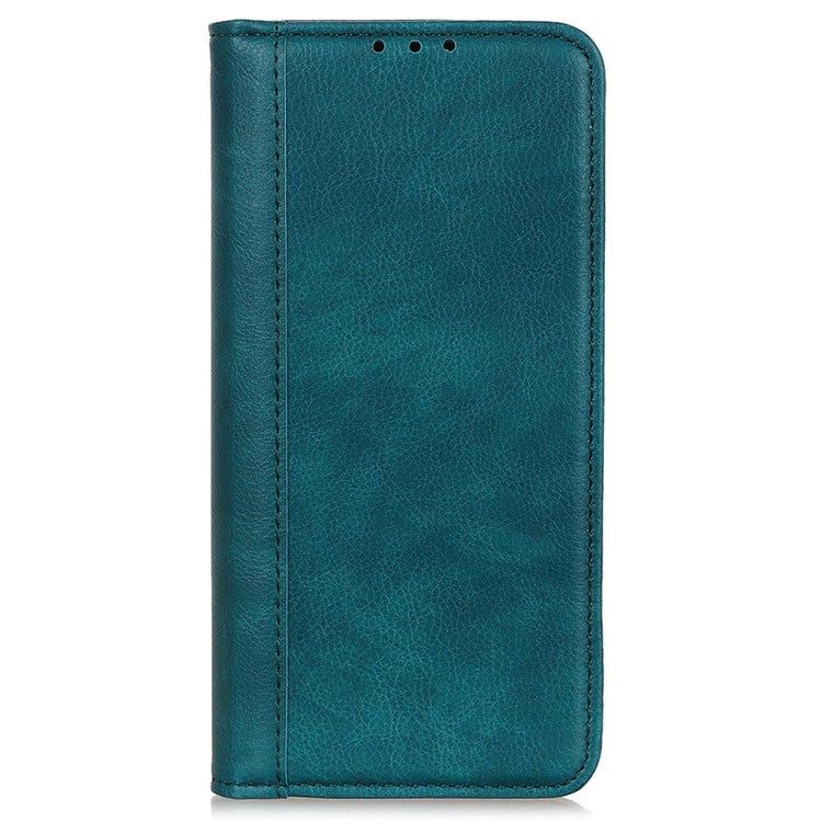 For Samsung Galaxy M35 5G Stand Case Split Leather Litchi Texture Wallet Phone Cover - Green