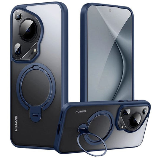 For Huawei Pura 70 Ultra Phone Case Kickstand Matte Back Cover Compatible with MagSafe - Blue