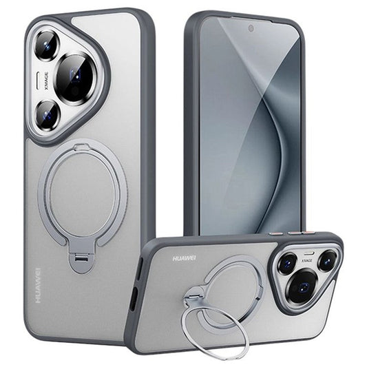 For Huawei Pura 70 Phone Case Kickstand Matte Back Cover Compatible with MagSafe - Grey