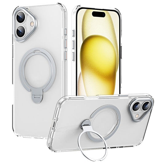For iPhone 16 Plus Phone Case Kickstand Matte Back Cover Compatible with MagSafe - Transparent