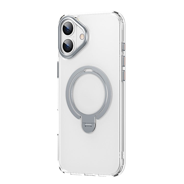For iPhone 16 Plus Phone Case Kickstand Matte Back Cover Compatible with MagSafe - Transparent
