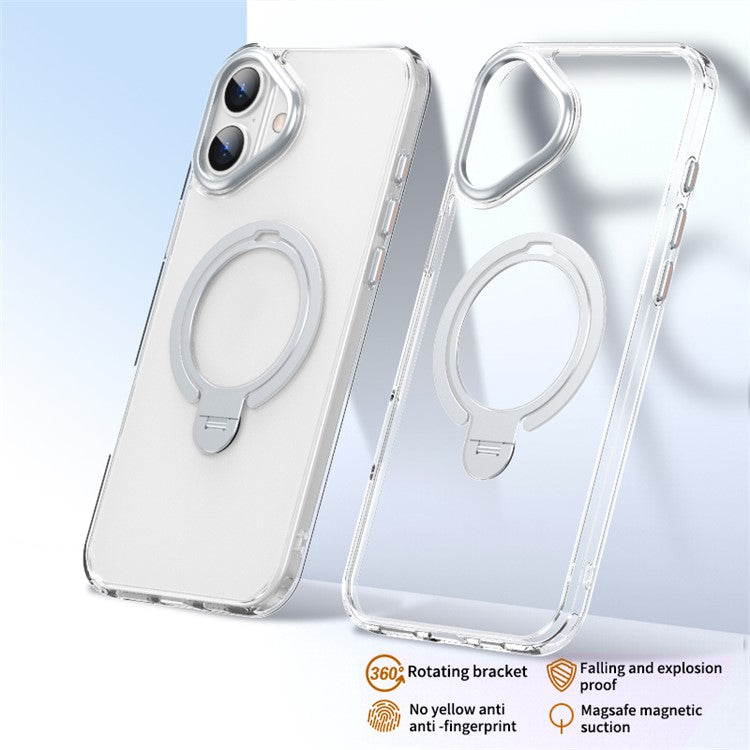 For iPhone 16 Plus Phone Case Kickstand Matte Back Cover Compatible with MagSafe - Transparent