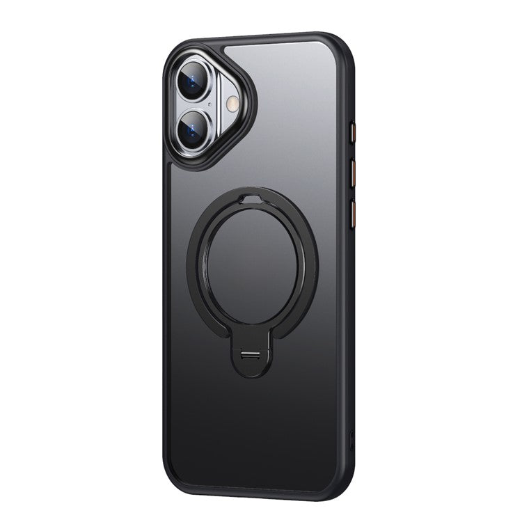 For iPhone 16 Phone Case Kickstand Matte Back Cover Compatible with MagSafe - Black