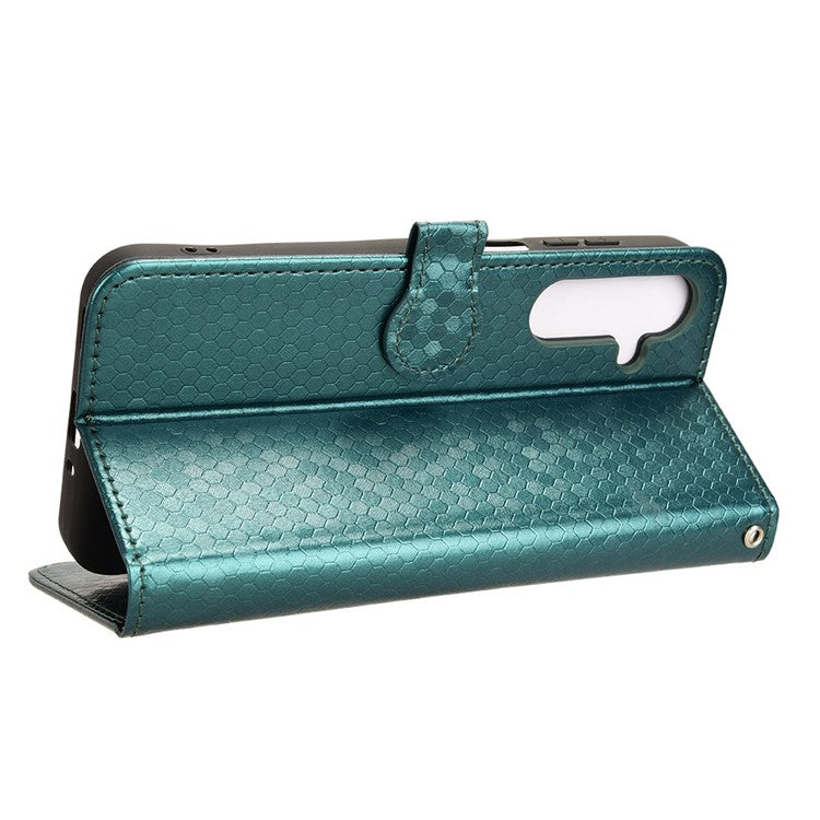 For Samsung Galaxy M35 5G Wallet Case Dot Pattern Imprint PU Leather Phone Cover - Green