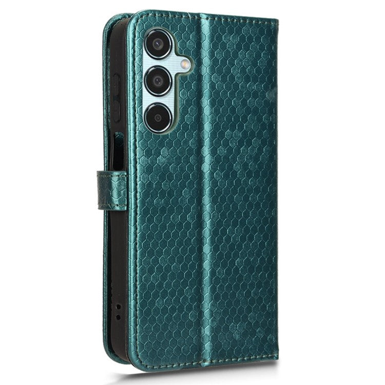 For Samsung Galaxy M35 5G Wallet Case Dot Pattern Imprint PU Leather Phone Cover - Green