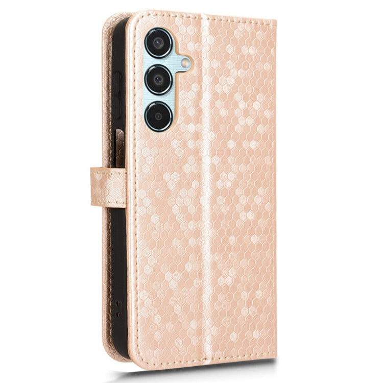 For Samsung Galaxy M35 5G Wallet Case Dot Pattern Imprint PU Leather Phone Cover - Rose Gold
