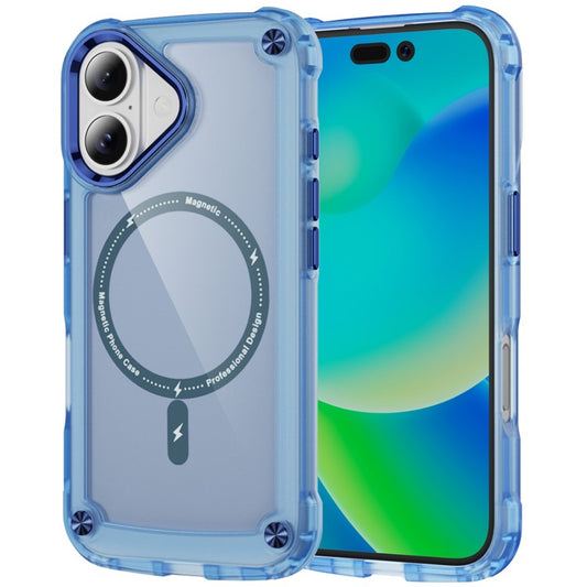 For iPhone 16 Plus Magnetic Case Translucent Phone Cover Compatible with MagSafe - Blue