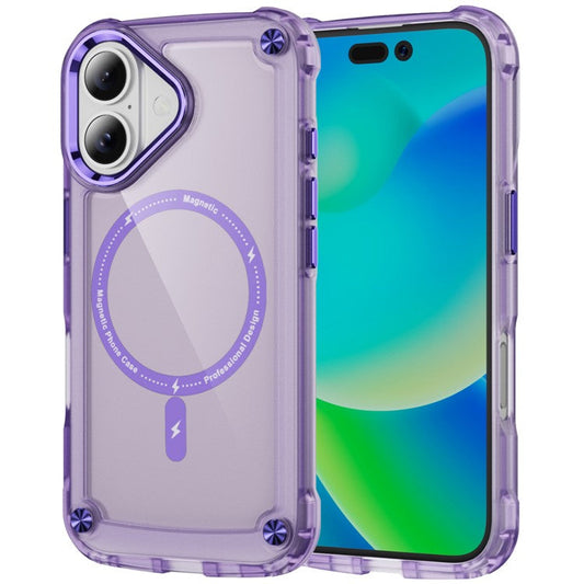 For iPhone 16 Plus Magnetic Case Translucent Phone Cover Compatible with MagSafe - Purple