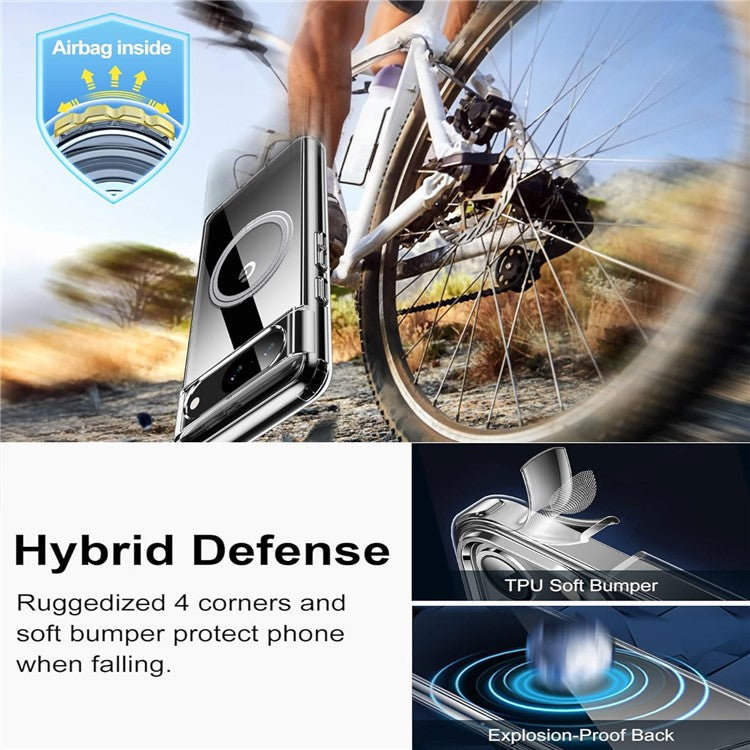 For Google Pixel 9 Case Magnetic TPU+PC Transparent Anti-Drop Phone Cover