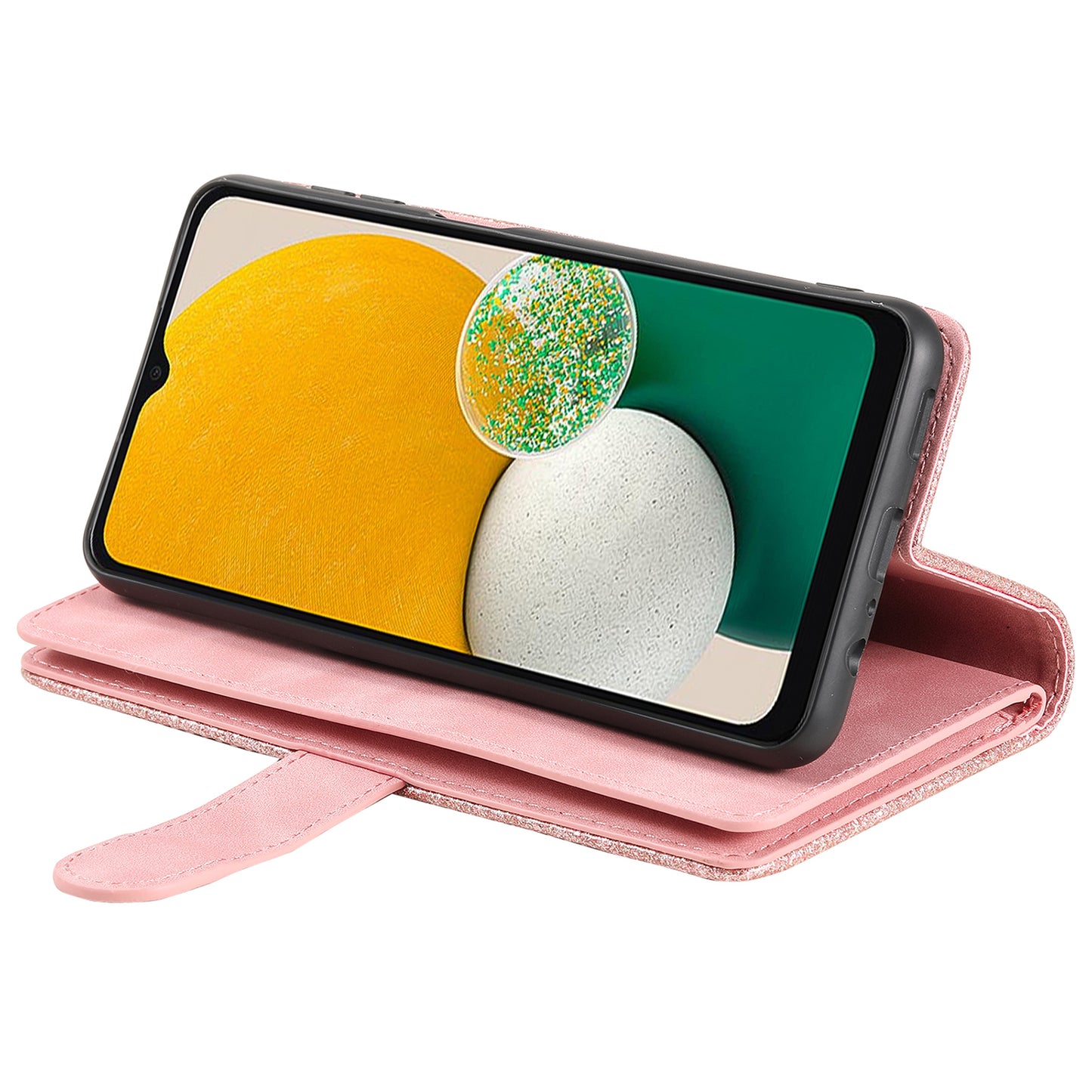 For Samsung Galaxy A16 5G / A16 4G Case PU Leather Phone Cover with Zipper Wallet 9 Card Slots - Rose Gold