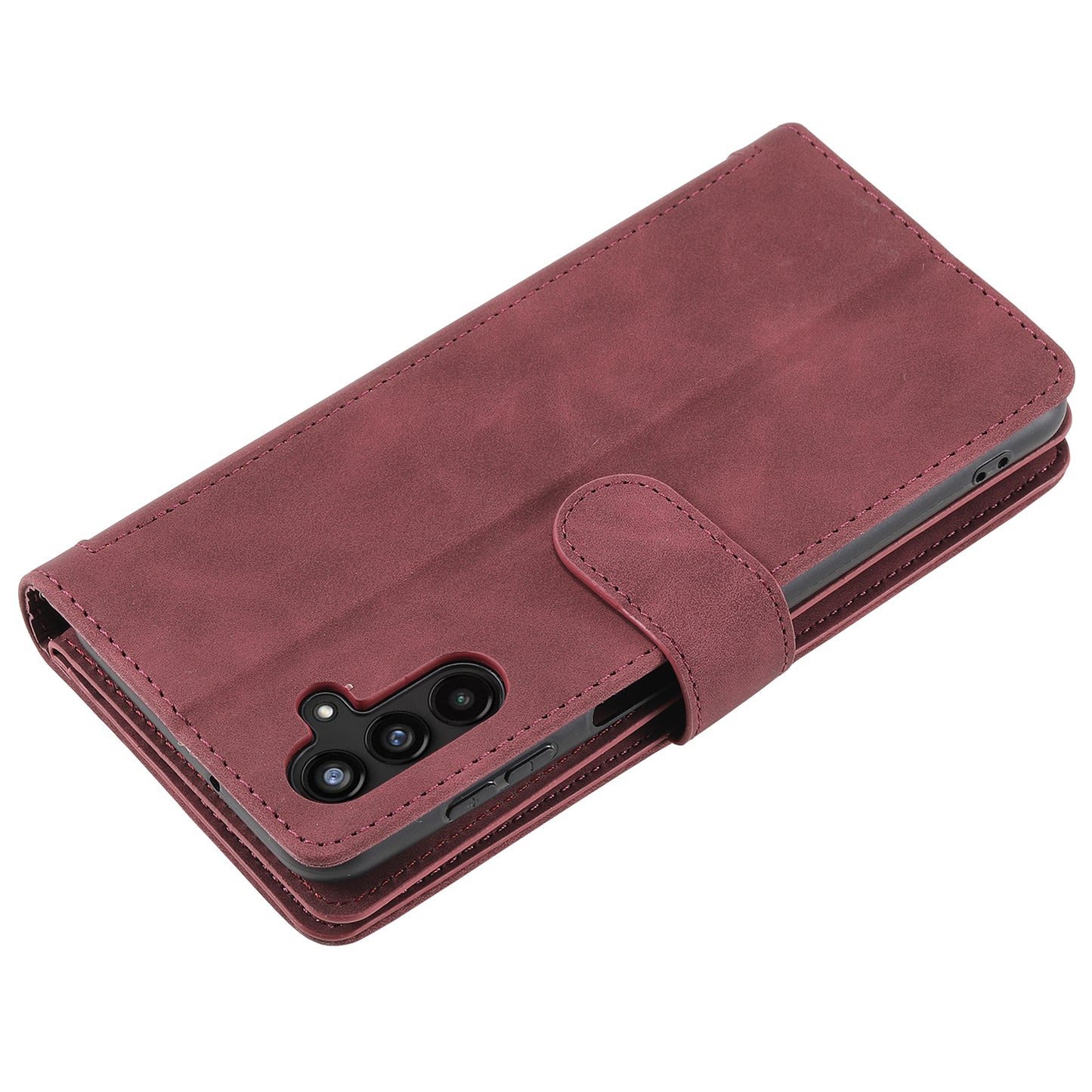 For Samsung Galaxy A16 5G / A16 4G Case PU Leather Phone Cover with Zipper Wallet 9 Card Slots - Wine Red