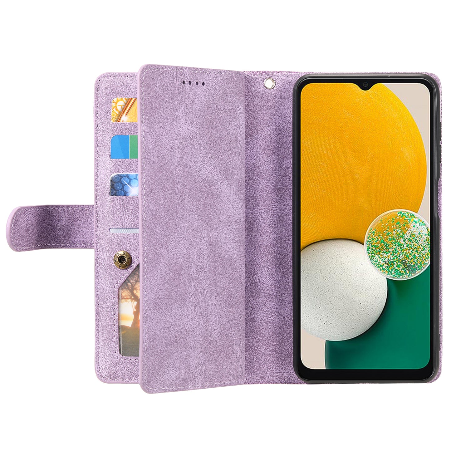 For Samsung Galaxy A16 5G / A16 4G Case PU Leather Phone Cover with Zipper Wallet 9 Card Slots - Purple