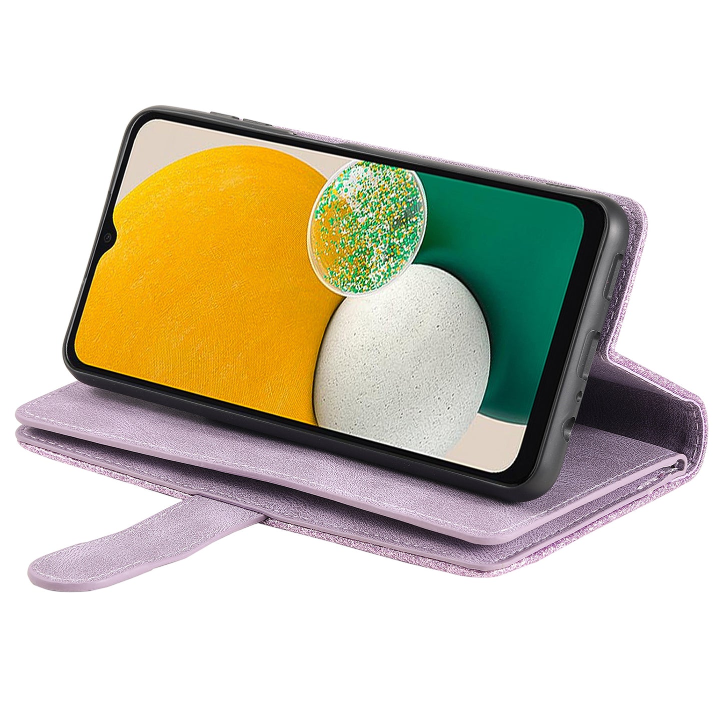 For Samsung Galaxy A16 5G / A16 4G Case PU Leather Phone Cover with Zipper Wallet 9 Card Slots - Purple