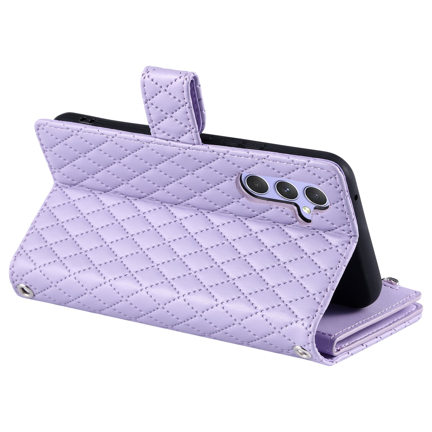 Style 012 for Samsung Galaxy A16 5G / A16 4G Case Zipper Pocket Glitter Leather Phone Cover - Purple