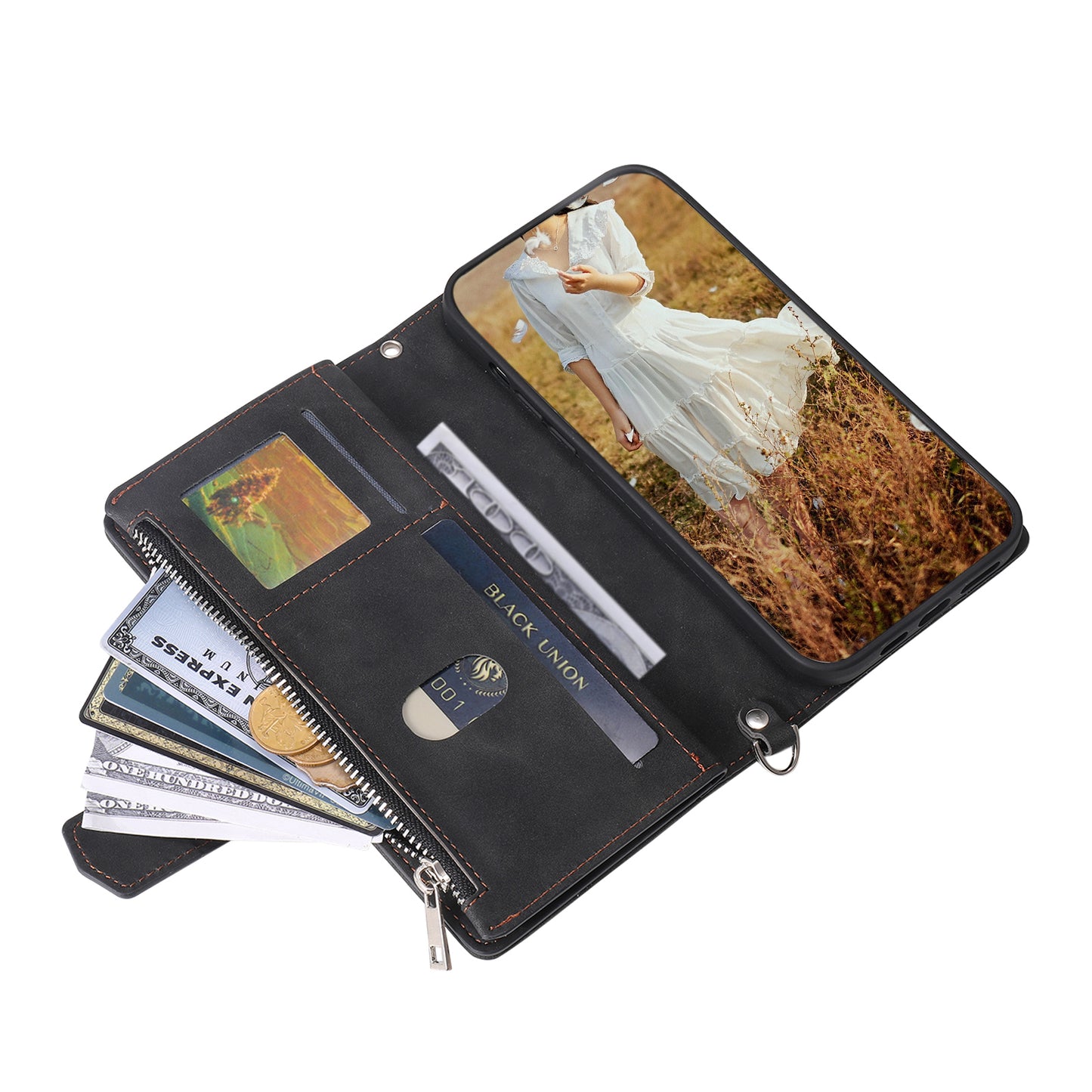 Style 005 For Samsung Galaxy A16 5G / A16 4G Wallet Case Rhombus Stitching Line PU Leather Phone Cover - Black