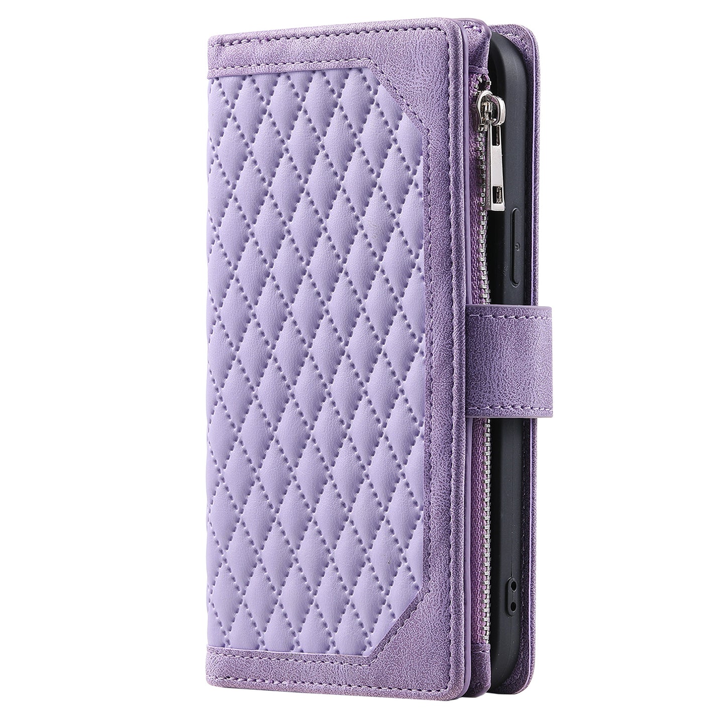 Style 005 For Samsung Galaxy A16 5G / A16 4G Wallet Case Rhombus Stitching Line PU Leather Phone Cover - Purple