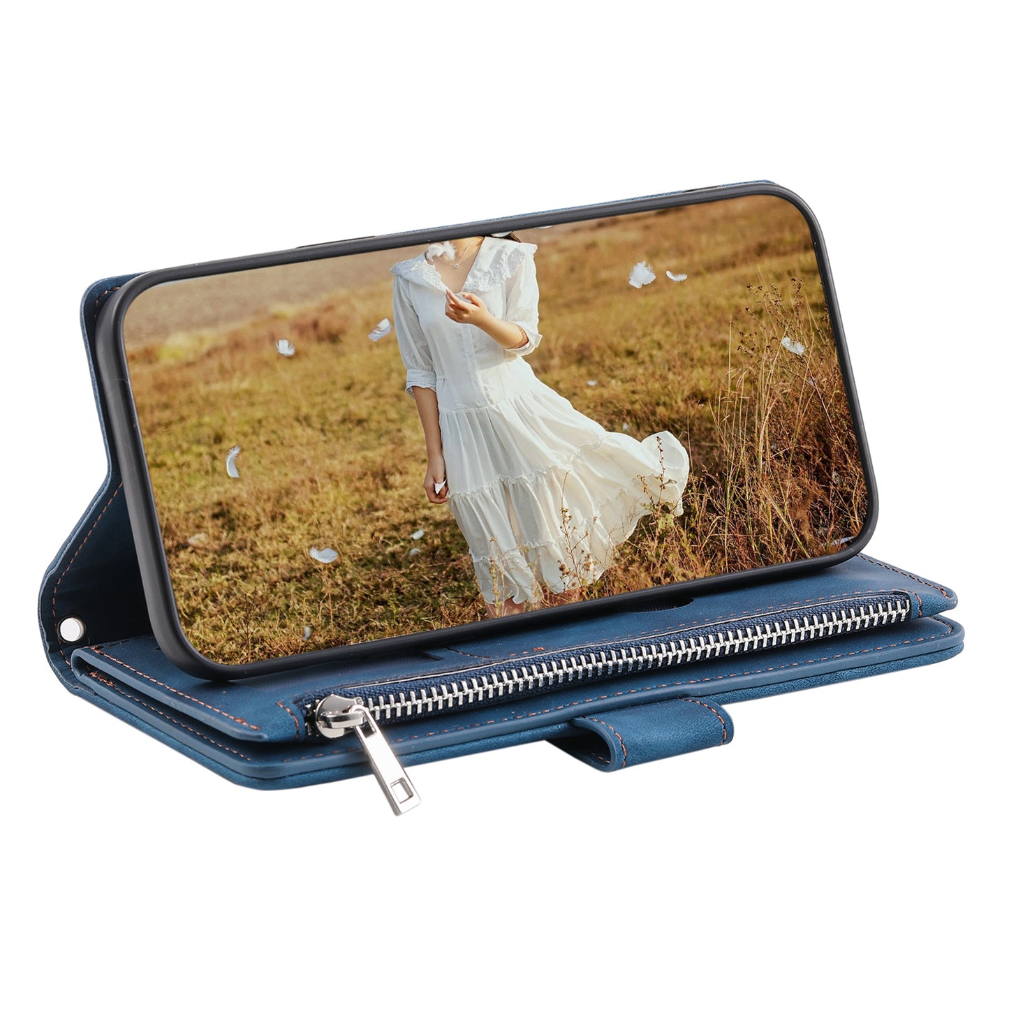 Style 005 For Samsung Galaxy A16 5G / A16 4G Wallet Case Rhombus Stitching Line PU Leather Phone Cover - Blue