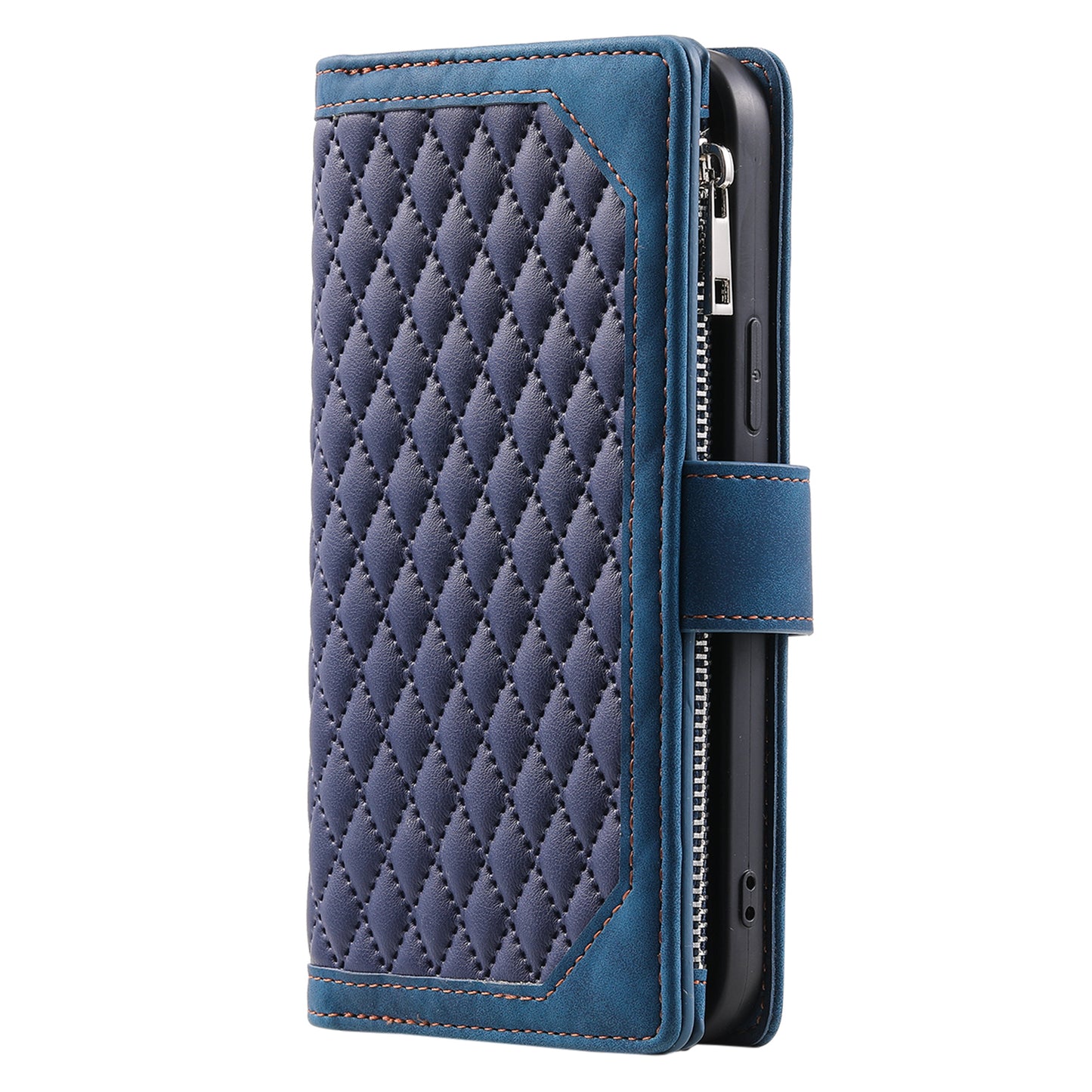 Style 005 For Samsung Galaxy A16 5G / A16 4G Wallet Case Rhombus Stitching Line PU Leather Phone Cover - Blue