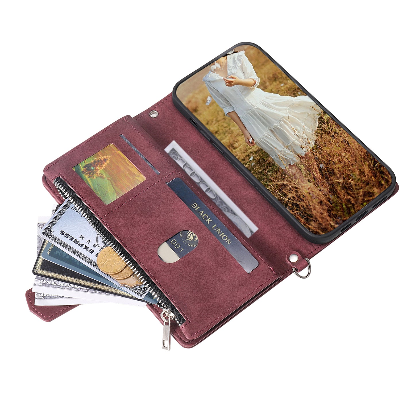 Style 005 For Samsung Galaxy A16 5G / A16 4G Wallet Case Rhombus Stitching Line PU Leather Phone Cover - Wine Red