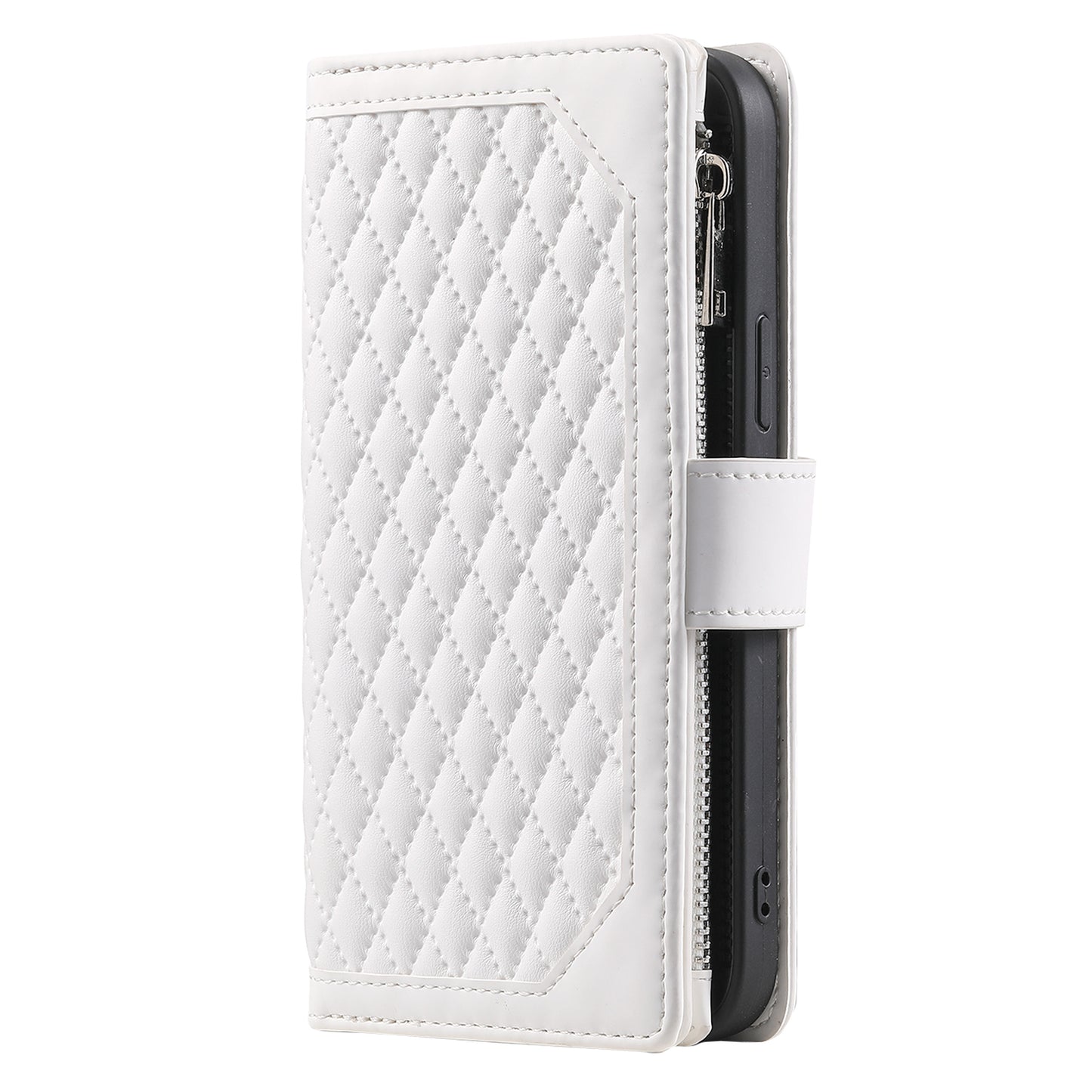Style 005 For Samsung Galaxy A16 5G / A16 4G Wallet Case Rhombus Stitching Line PU Leather Phone Cover - White