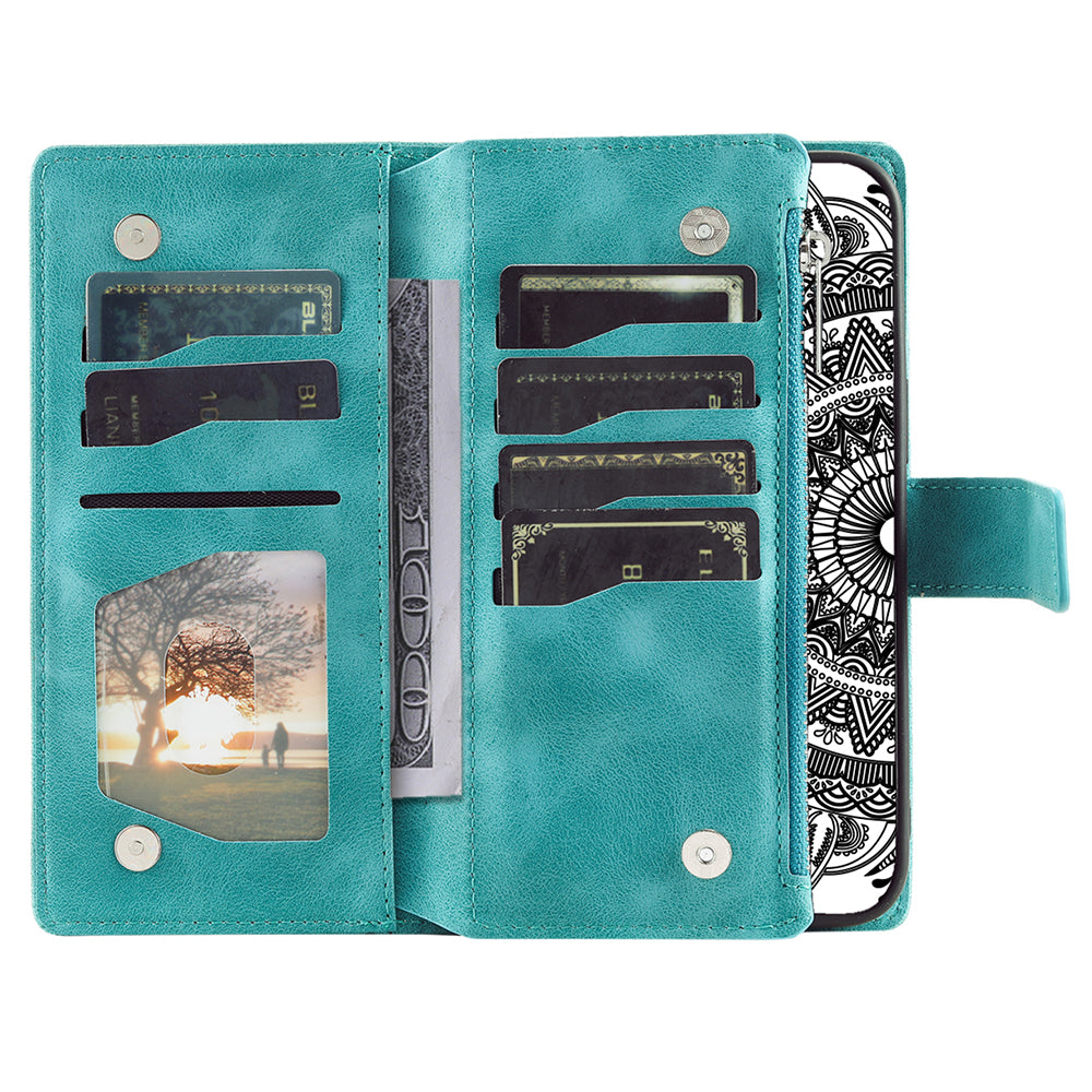 Style 006 For Samsung Galaxy A16 5G / A16 4G Wallet Case PU Leather Phone Cover Mandala Flower Pattern - Green