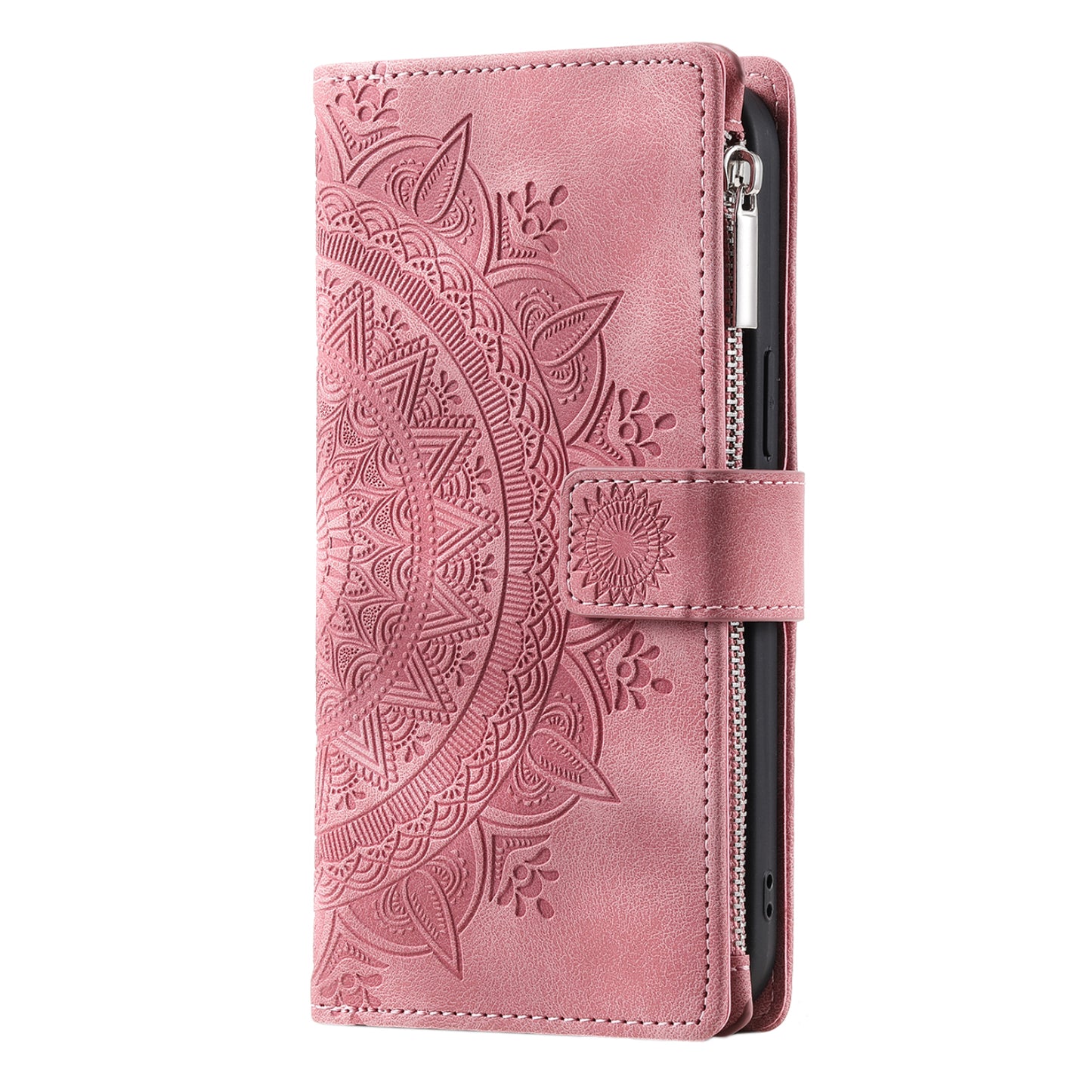 Style 006 For Samsung Galaxy A16 5G / A16 4G Wallet Case PU Leather Phone Cover Mandala Flower Pattern - Rose Gold