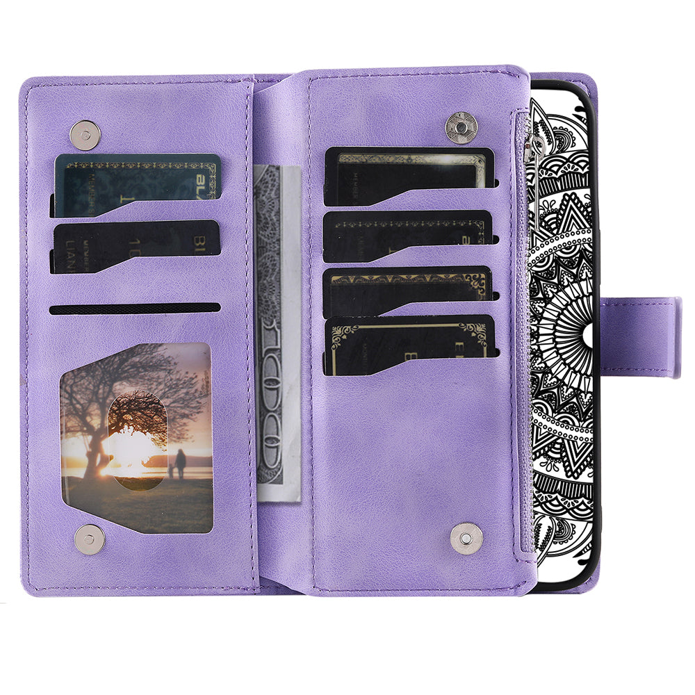 Style 006 For Samsung Galaxy A16 5G / A16 4G Wallet Case PU Leather Phone Cover Mandala Flower Pattern - Purple