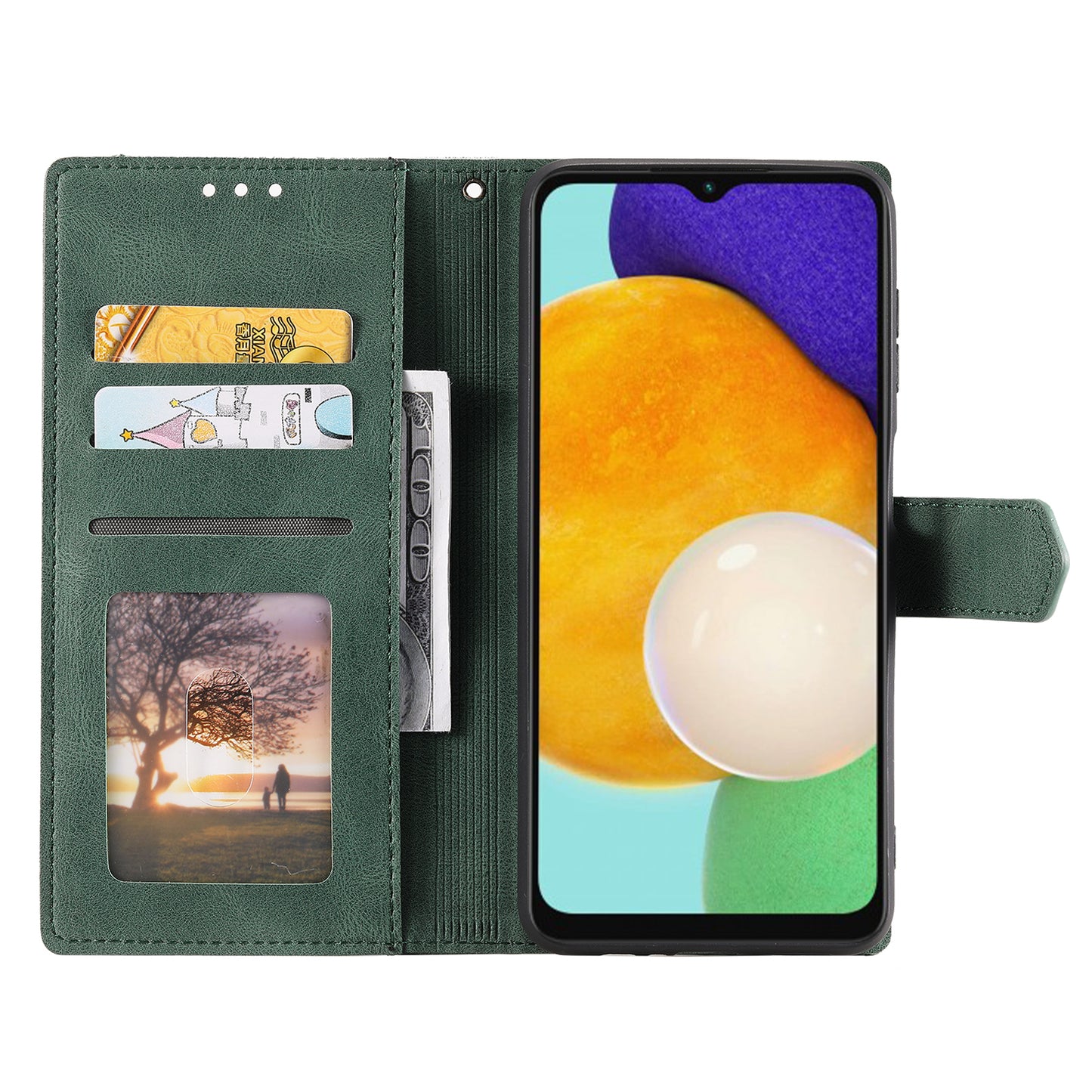For Samsung Galaxy A16 5G / A16 4G Leather Case Splicing Stitching Wallet Stand Phone Cover with Strap - Green