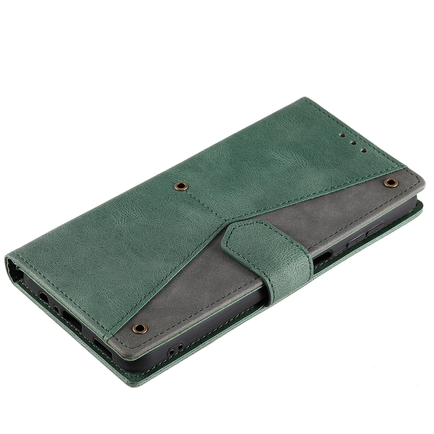 For Samsung Galaxy A16 5G / A16 4G Leather Case Splicing Stitching Wallet Stand Phone Cover with Strap - Green
