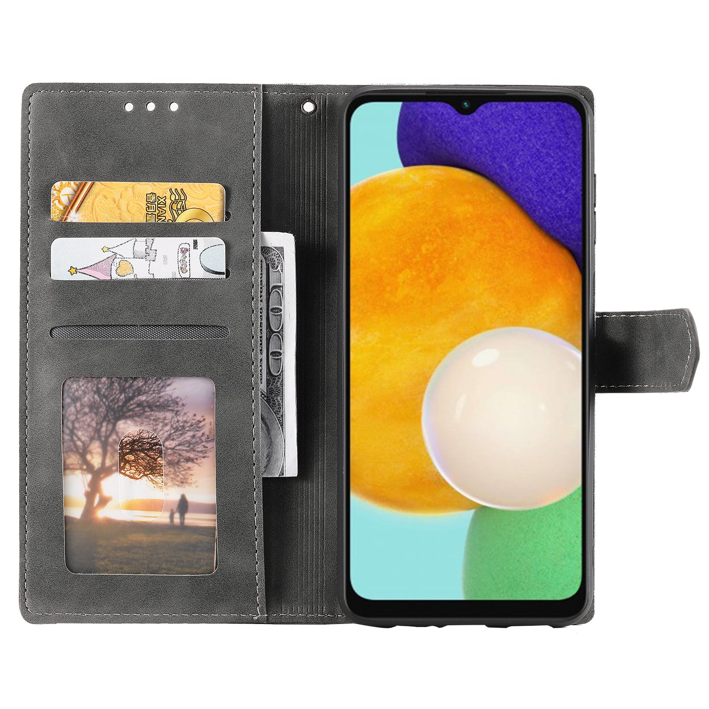 For Samsung Galaxy A16 5G / A16 4G Leather Case Splicing Stitching Wallet Stand Phone Cover with Strap - Grey