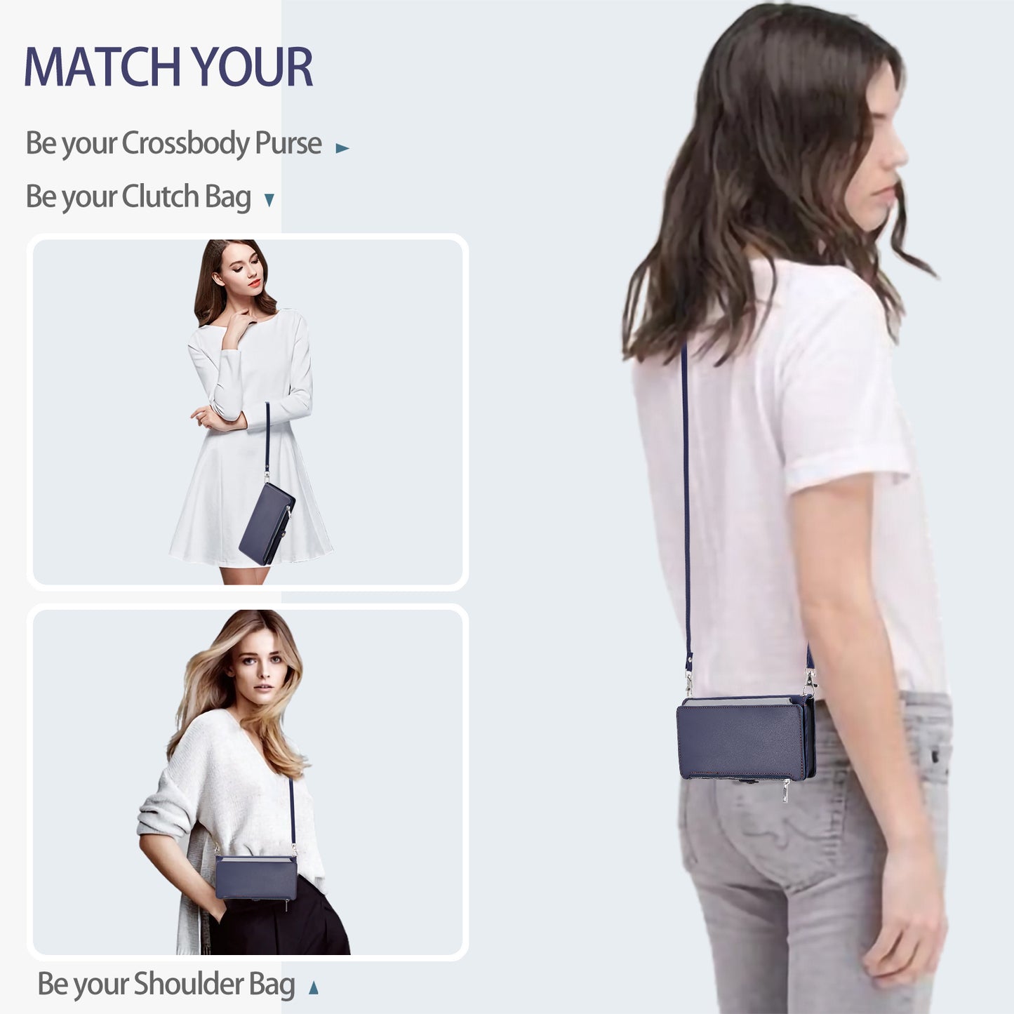 015 Style For Samsung Galaxy A16 5G / A16 4G Case TPU+PU Leather Wallet Phone Cover with Straps - Blue