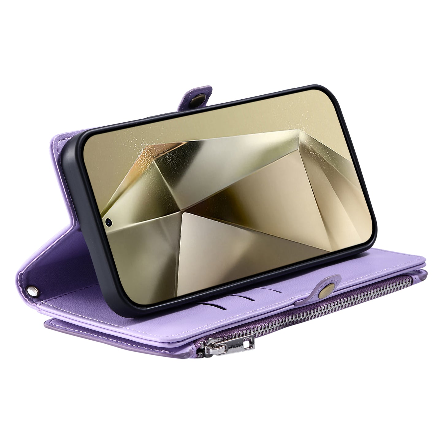 015 Style For Samsung Galaxy A16 5G / A16 4G Case TPU+PU Leather Wallet Phone Cover with Straps - Purple