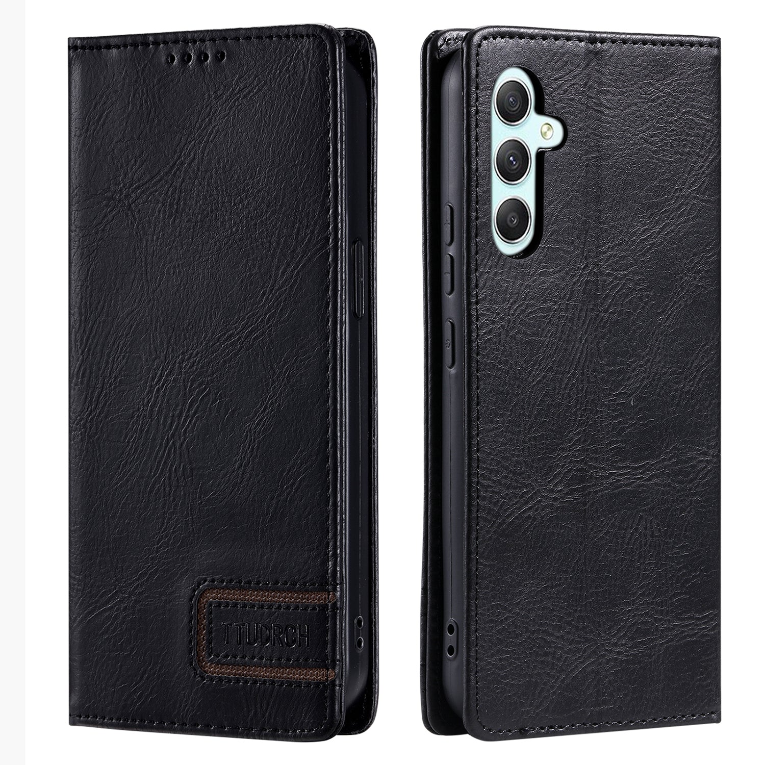 TTUDRCH Style 007 For Samsung Galaxy A16 5G / A16 4G Leather Case RFID Blocking Wallet Stand Phone Cover - Black