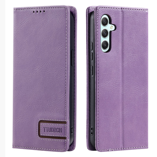 TTUDRCH Style 007 For Samsung Galaxy A16 5G / A16 4G Leather Case RFID Blocking Wallet Stand Phone Cover - Purple