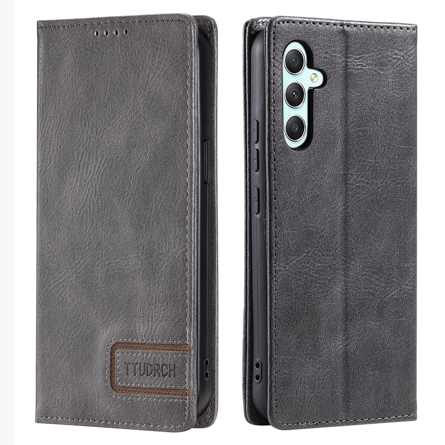 TTUDRCH Style 007 For Samsung Galaxy A16 5G / A16 4G Leather Case RFID Blocking Wallet Stand Phone Cover - Grey