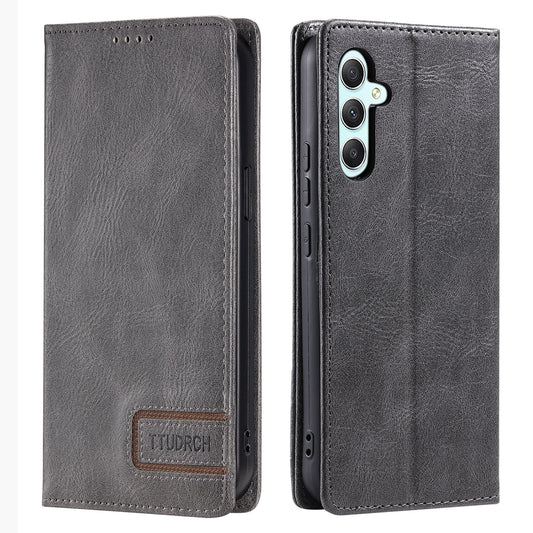 TTUDRCH Style 007 For Samsung Galaxy A16 5G / A16 4G Leather Case RFID Blocking Wallet Stand Phone Cover - Grey