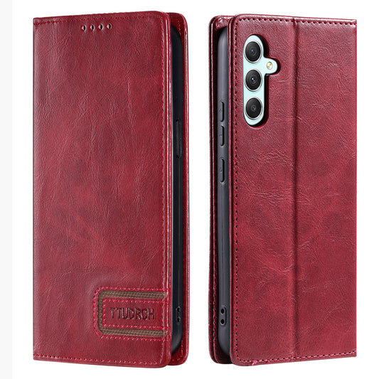 TTUDRCH Style 007 For Samsung Galaxy A16 5G / A16 4G Leather Case RFID Blocking Wallet Stand Phone Cover - Red