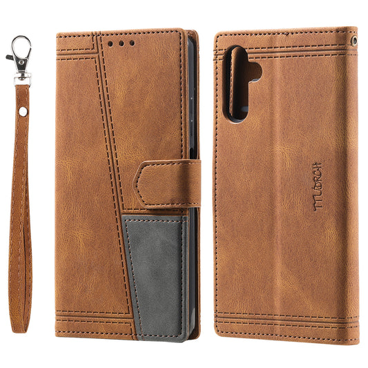 For Samsung Galaxy A16 5G / A16 4G Leather Case RFID Blocking Wallet Stand Phone Cover with Strap - Brown