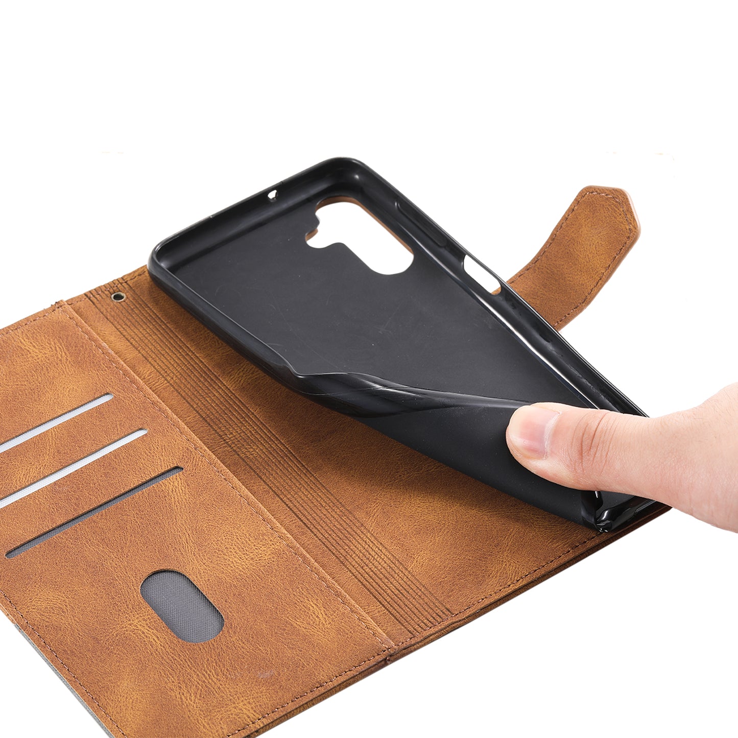 For Samsung Galaxy A16 5G / A16 4G Leather Case RFID Blocking Wallet Stand Phone Cover with Strap - Brown