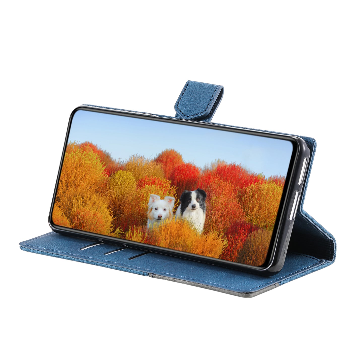 For Samsung Galaxy A16 5G / A16 4G Leather Case RFID Blocking Wallet Stand Phone Cover with Strap - Blue