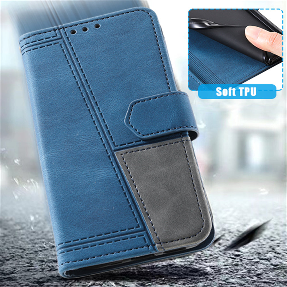For Samsung Galaxy A16 5G / A16 4G Leather Case RFID Blocking Wallet Stand Phone Cover with Strap - Blue