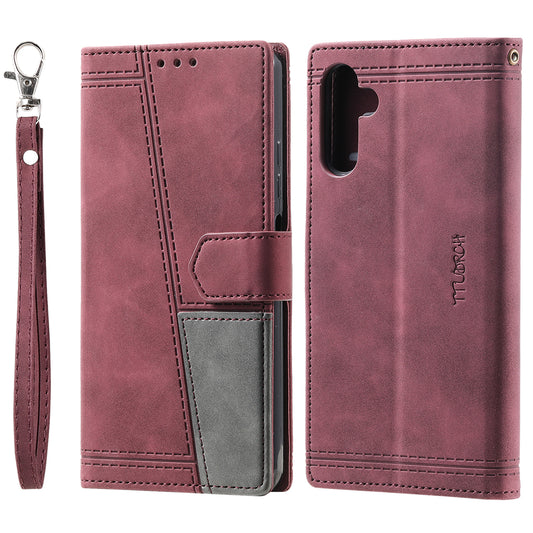 For Samsung Galaxy A16 5G / A16 4G Leather Case RFID Blocking Wallet Stand Phone Cover with Strap - Wine Red