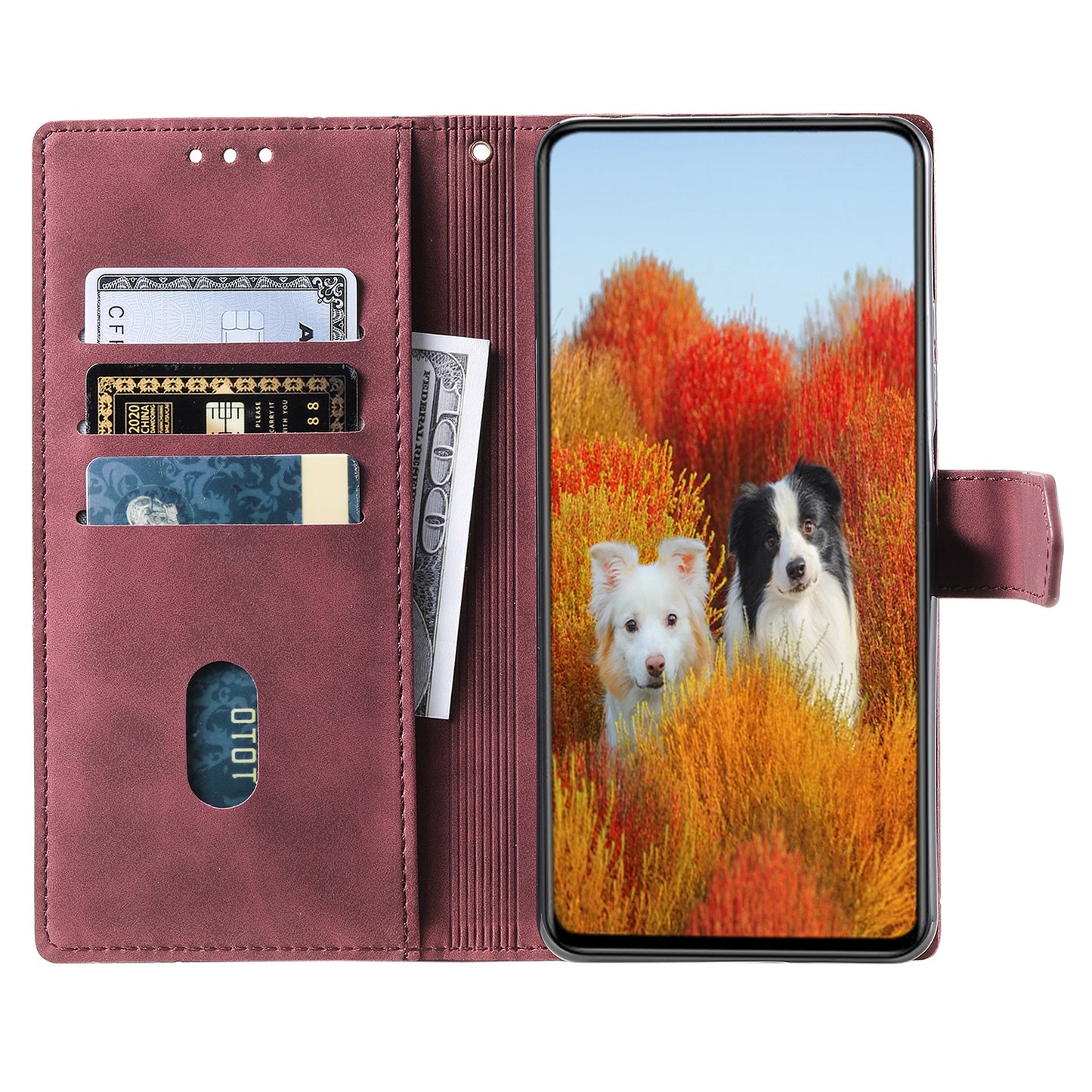 For Samsung Galaxy A16 5G / A16 4G Leather Case RFID Blocking Wallet Stand Phone Cover with Strap - Wine Red