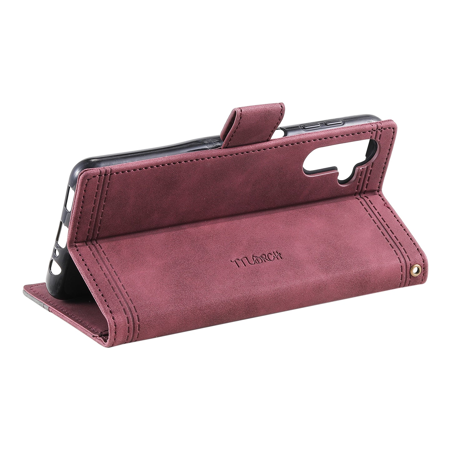 For Samsung Galaxy A16 5G / A16 4G Leather Case RFID Blocking Wallet Stand Phone Cover with Strap - Wine Red