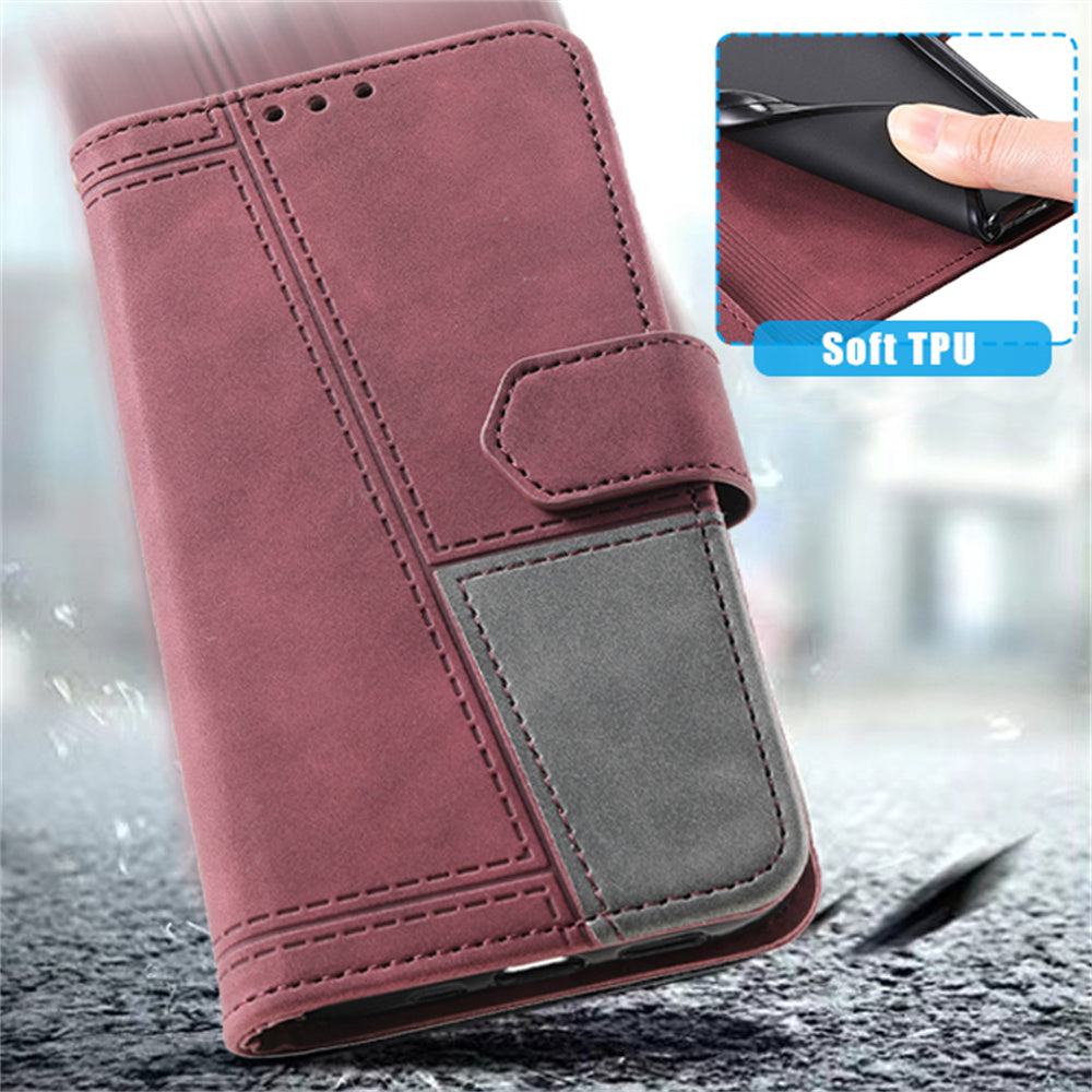 For Samsung Galaxy A16 5G / A16 4G Leather Case RFID Blocking Wallet Stand Phone Cover with Strap - Wine Red